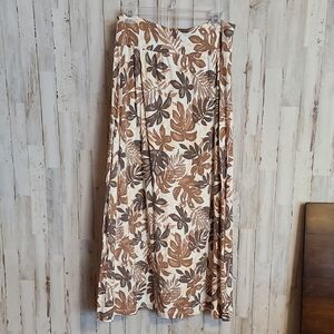 Tropical Leaf Print Maxi Skirt